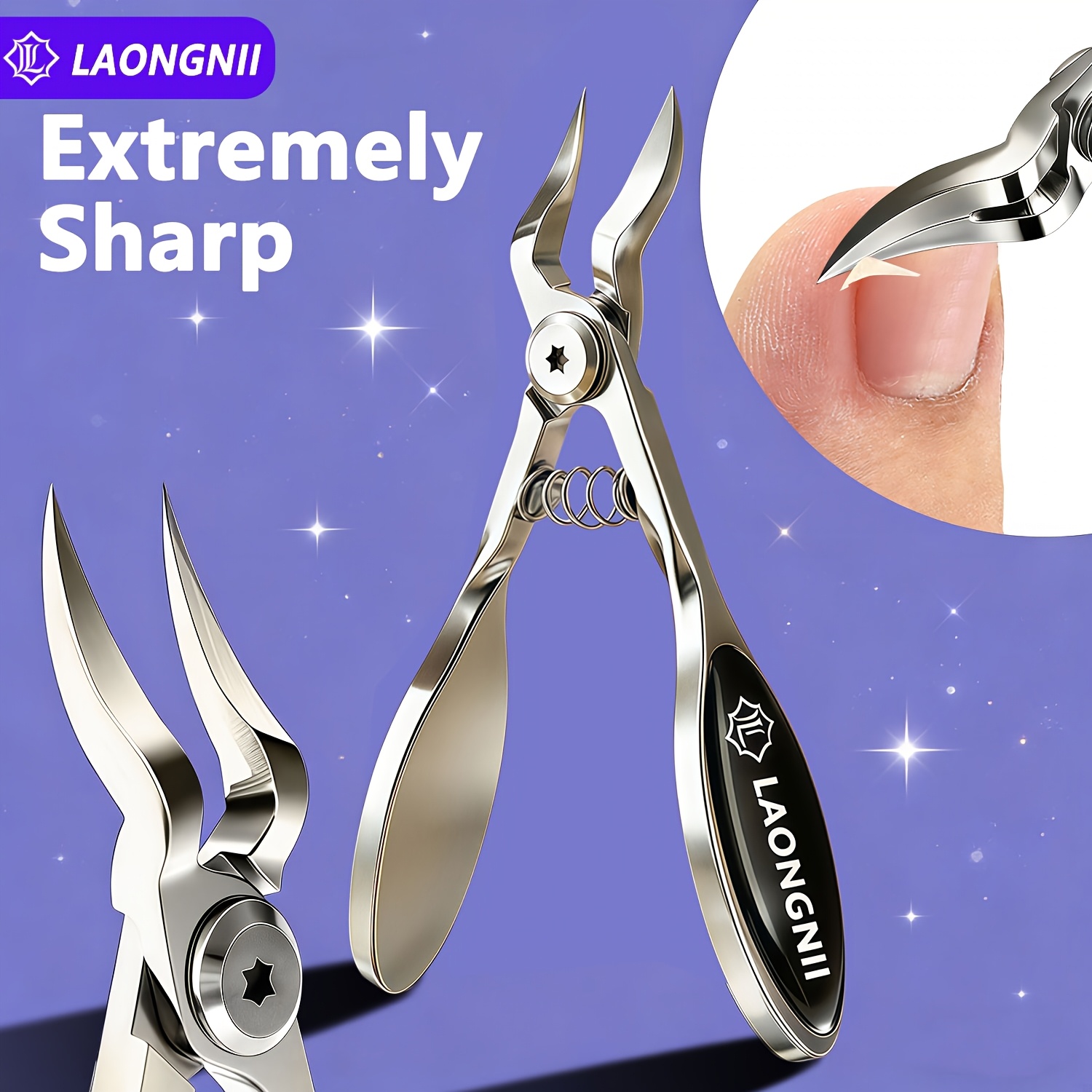 Image of Laongnii Long-lasting Sharp Tip Clippers For Ingrown Toenails - Nail Clippers For Seniors With Thick, Hard Ingrown Nails, Ideal For Pedicure And Foot Care
