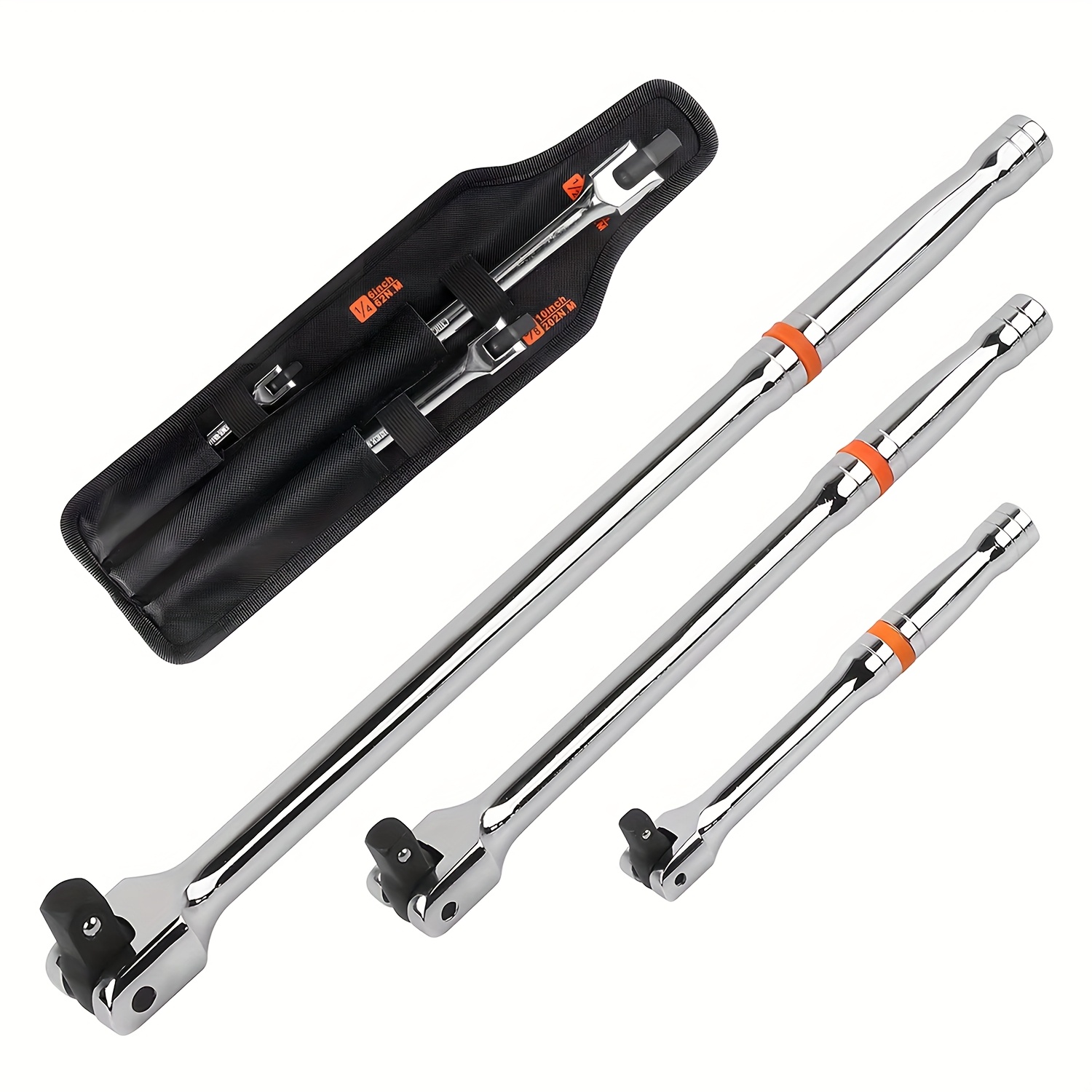 E-shop 3-teiliges Brechstangen-Set mit Aufbewahrungstasche, Chrom-Vanadium-Stahl, 6 Zoll, 10 Zoll, 15 Zoll Länge, professionelles, hochfestes