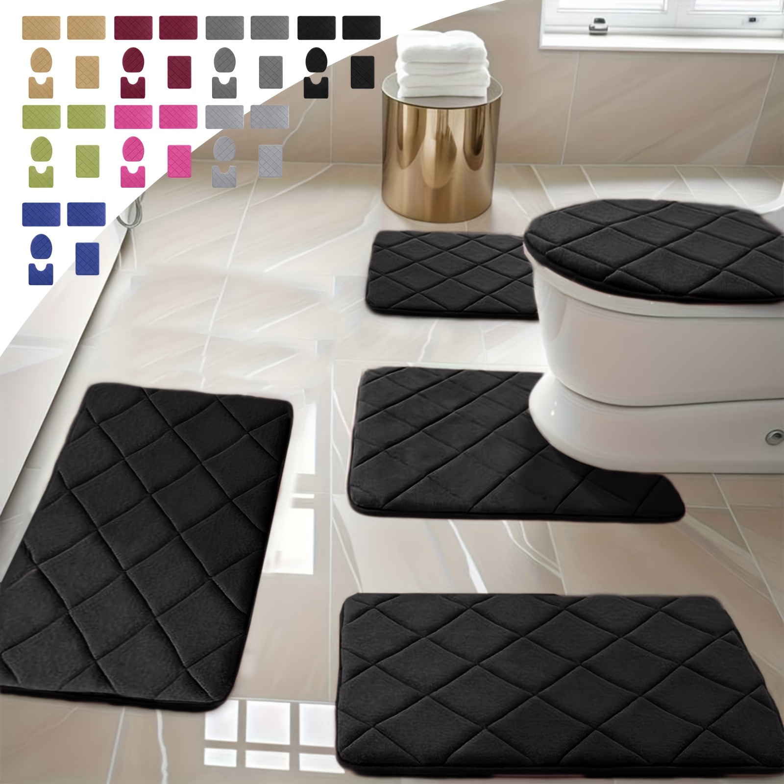 

5 Universal Bath Rug Set Lid And Rug Set , And Foam Bathroom Set, Non Bath For Bathroom, , To Dry, Bath Rugs For Tub,