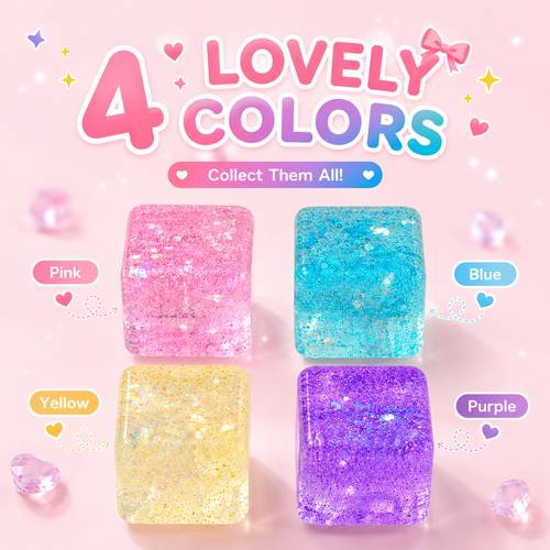 hot new product 2pcs relaxing toys squeezable small items sparkly jelly cube toys soft and squeezable sensory toys suitable for office relaxation party gifts and holiday gifts random color delivery