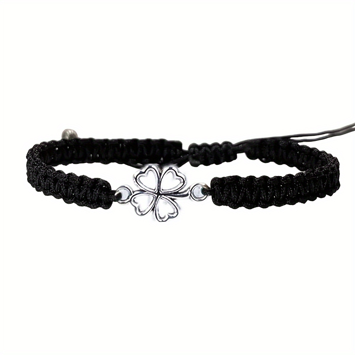 Lucky Four Leaf Clover Adjustable Woven Bracelet, Good Luck