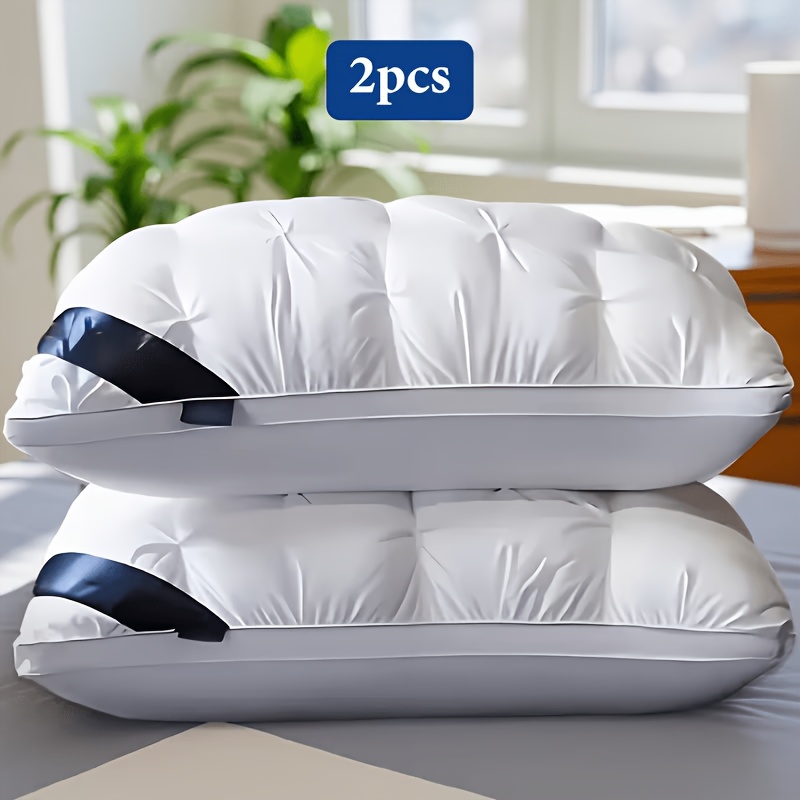 2pcs   pillows   heavyweight bed pillows with slow rebound neck support   cooling pillows for side back and stomach sleepers non flattening plush  
