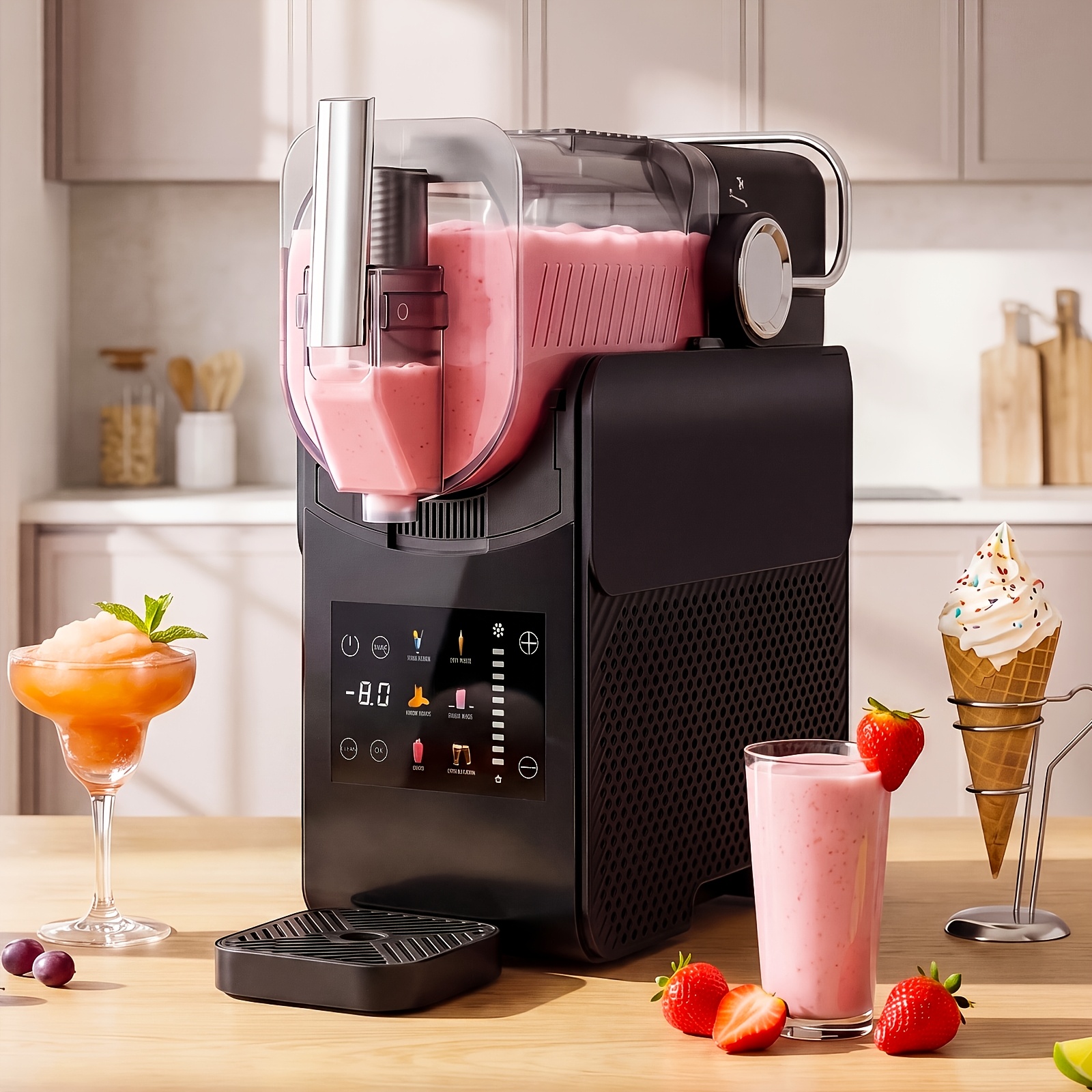2l Slushie Machine & Ice Cream Maker, Needed, 15min Fast Cooling, Auto-clean, 6 For Margaritas, Roostertails, Ice Cream, Smoothies