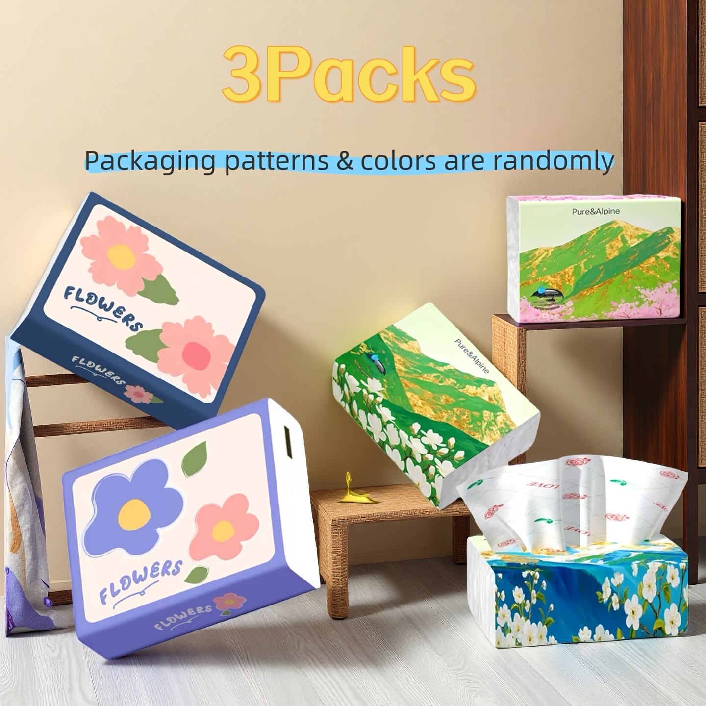 TEMU 3-packs Super Soft 5-ply Tissues-thick & Portable,no Dyes, Gentle,for Home & Travel Use, Small Packaging Portable Tissue Paper, Soothing