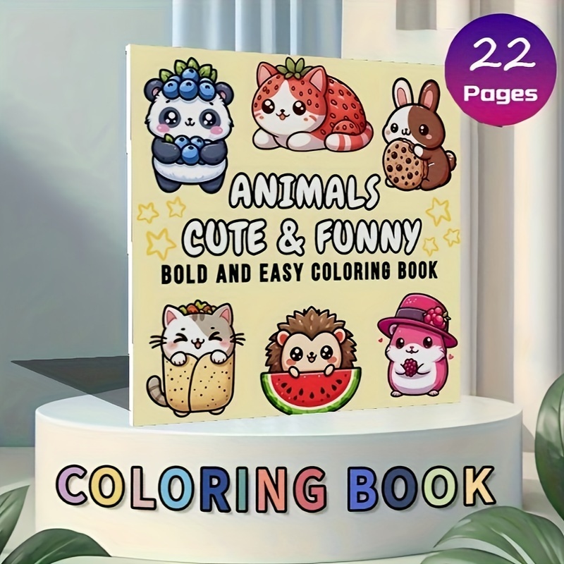 

Cartoon Animal Coloring Book - 22 Pages, Premium Paper, Soft Cover - Ideal For Holidays & Gifts , Family, And School Projects