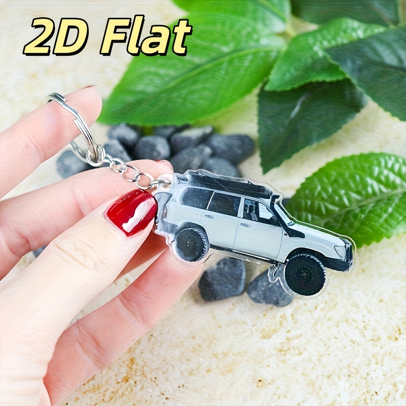 TEMU [2d Flat] [2d Flat] 2d Plane Customized Personalized Acrylic Car Photo Keychain - Durable Metal Car Model Design, Unique Gift For , For