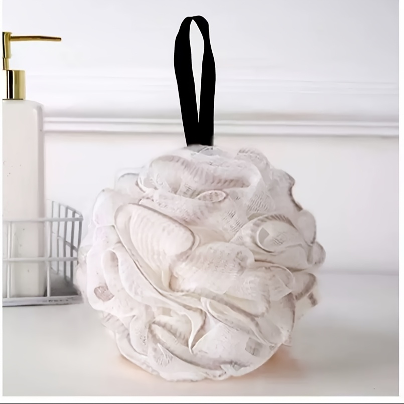 TEMU Şık Açık Bej Bakım Banyo Topu Loofah-Yumuşak, Peeling Yapıcı, Köpüklü Loofah, Asma Halkalı, Pratik Saklama, Banyo Deneyimi Temelleri, Banyo