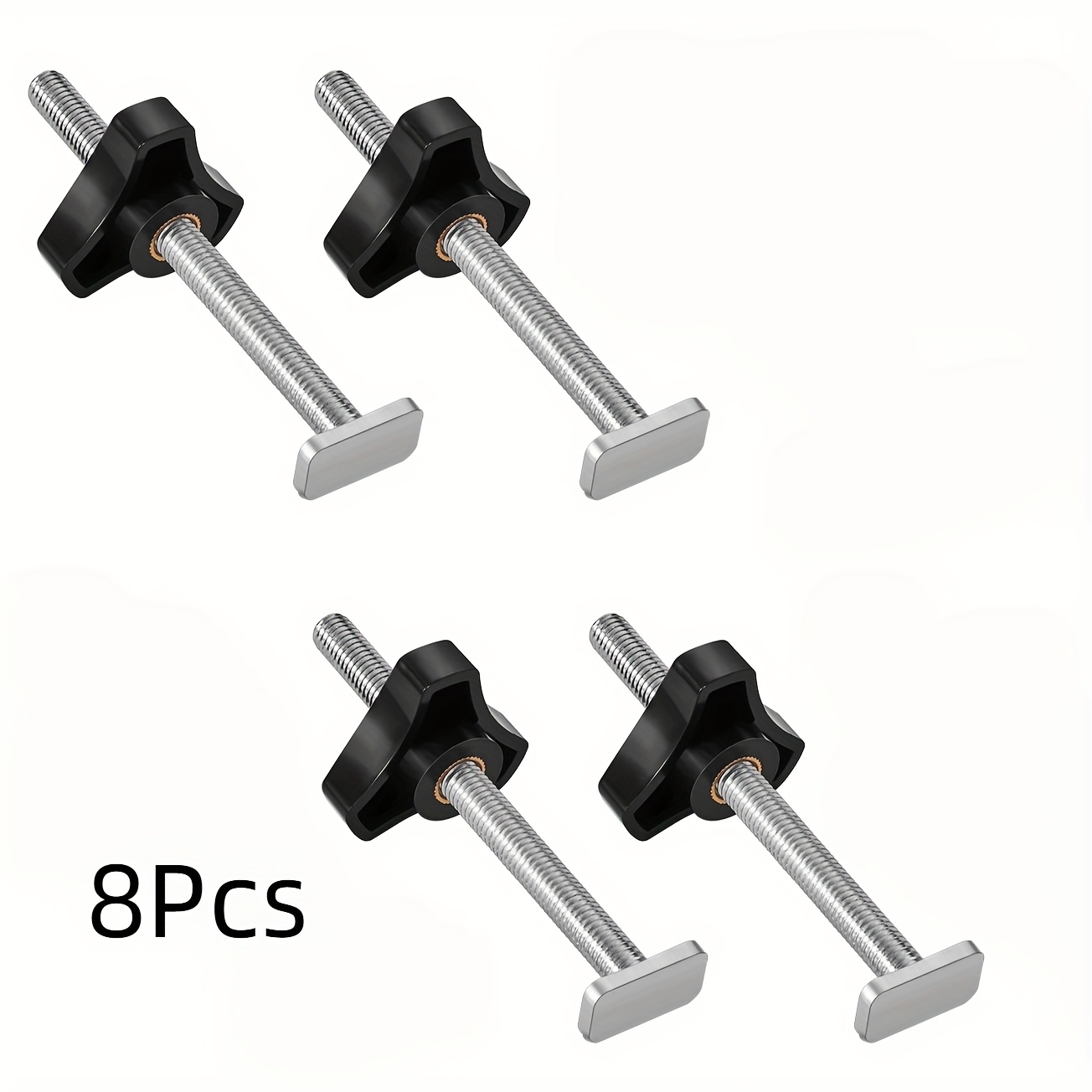 Image of Woodworking Triangle T-screw, 4pcs Set, 8pcs Set, 16pcs Set, 100mm Long, Universal Woodworking 19mm/30mm/45mm Track