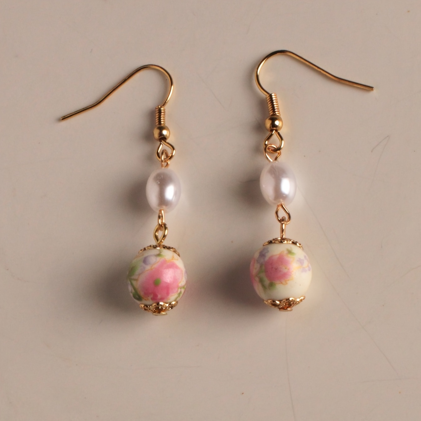 TEMU 1 Pair Of Retro And Porcelain Ceramic Earrings For Women, Daily Gift