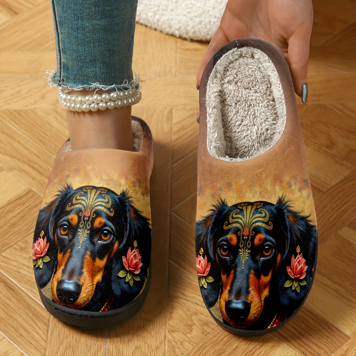 womens cute dachshund print eva slippers soft comfortable Temu
