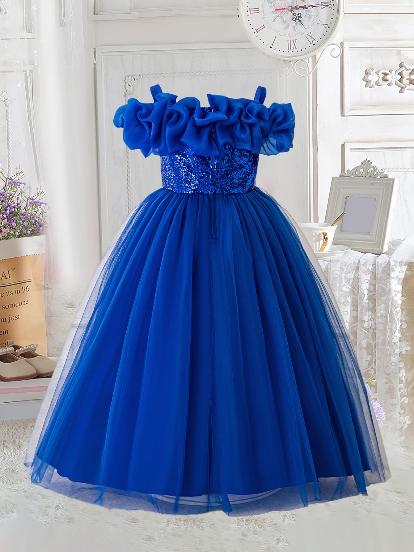 royal blue dress for graduation in nigeria gorgeous shoulder long evening gown middle older childrens new styles