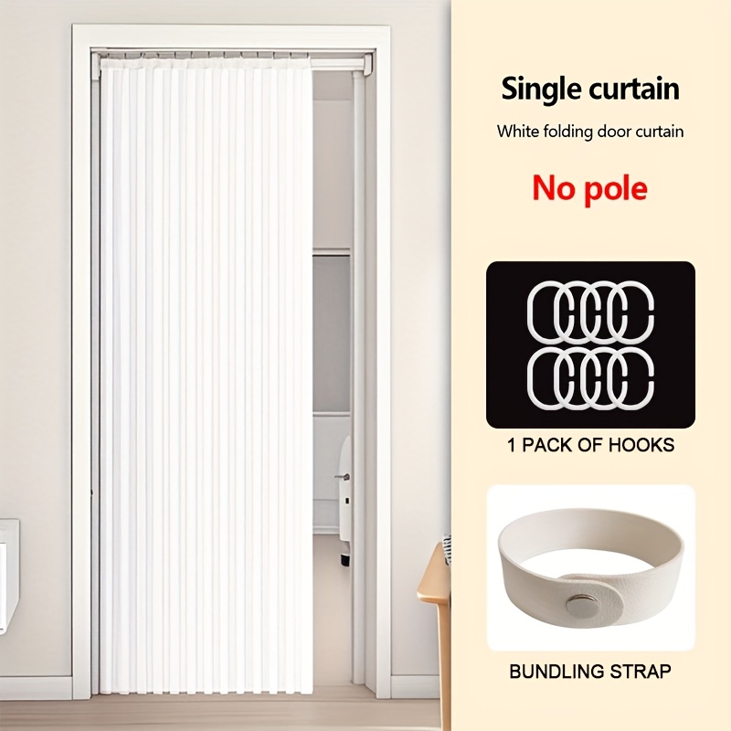TEMU 1pc Modern Foldable Door Curtain With Plastic Hooks - Stylish Pole-, , Synthetic Fiber, Easy To Clean, Home Decor For Bedrooms & Living Rooms,