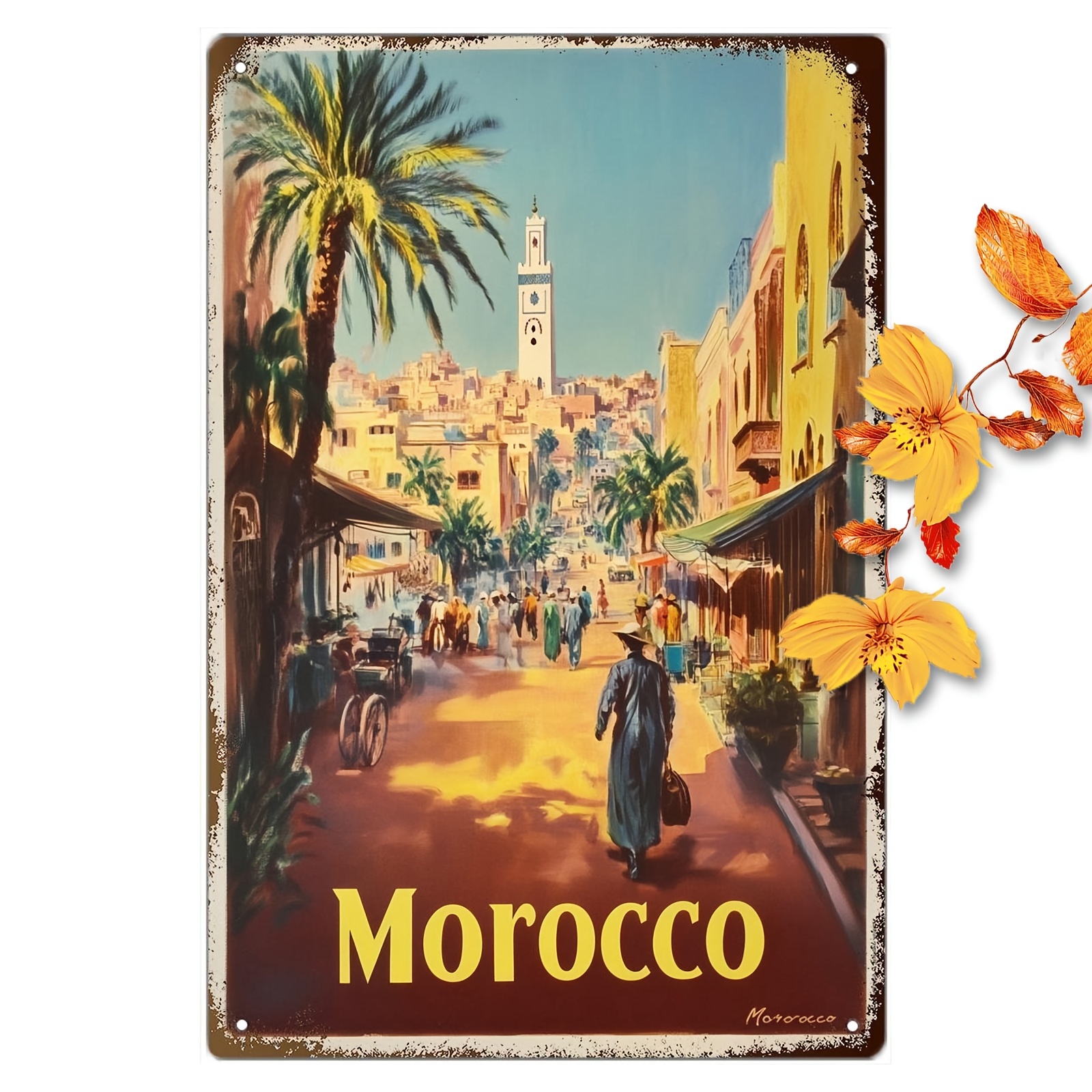 

Moroccan Vintage Metal Poster - Retro Iron Wall Art For Home Decor, Living Room, Bedroom, Bar, Bathroom - Unique Gift Idea, 8x12 Inches, Morocco, Metal Poster, Wall Decoration, Retro, Gift, Room Decor