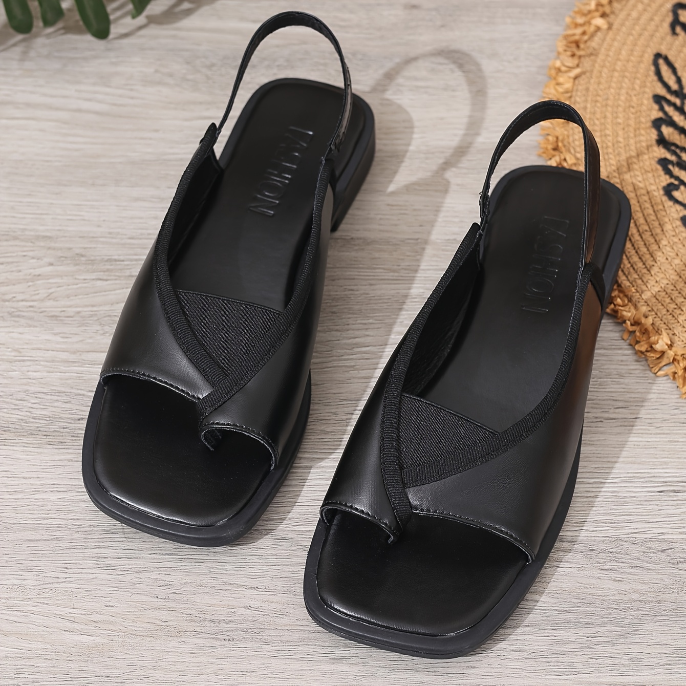 Women'S Stylish Black Slide Sandals - Slip-On, Open Toe, Flat Heel with Arch Support, Comfortable Rubber Sole for All-Day Wear, Casual Footwear | Minimalist Design | Synthetic Cover Sandals, Ladies Sandal