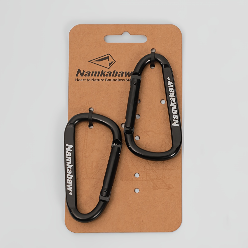 TEMU 2pcs Durable Outdoor Aluminum Alloy Keychain With 8cm D-shaped Ring Hook, Suitable For Camping, Hiking, Travel, Backpacking, And Keychains