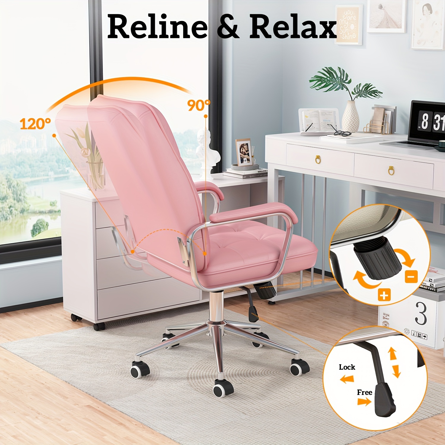 Home Office Desk Chair Swivel Computer Desk Chair Wheels Temu