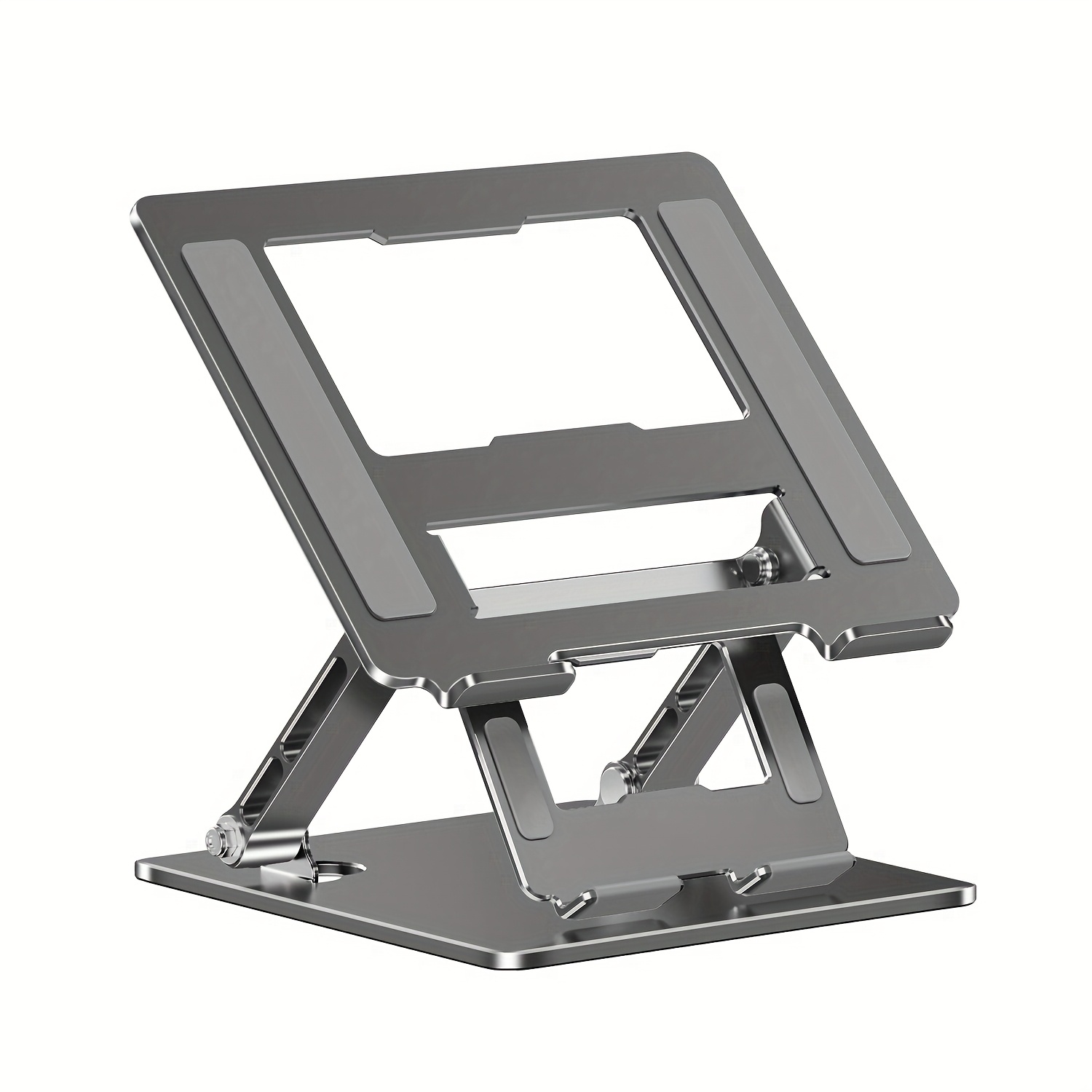 TEMU Riksoin Adjustable Laptop Stand, Suitable For Desks, Metal Foldable Laptop Holder, Built-in Phone Stand, Portable Desktop Tablet Holder,