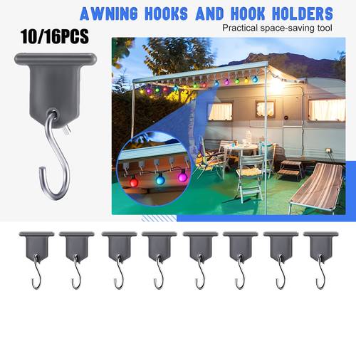 10/16 stück rv markisen für lichter camping markisenzubehör halter kunststoff metall s-förmige graue set lichtstützhalter für campingzelt innen- außenbereich