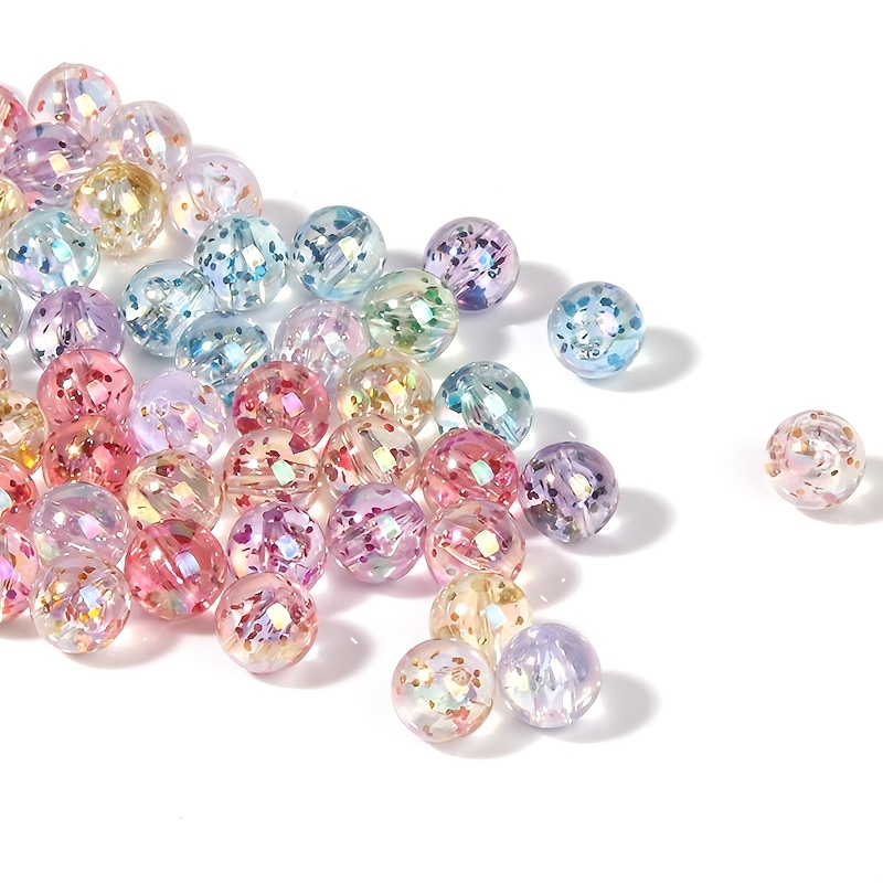 TEMU 400pcs/150pcs/75pcs Qywctz Diy Round Beads Suitable For Bracelets, Necklaces, Earrings - 0.6/0.8/1cm & Small Beads With Multicolor Capsules For