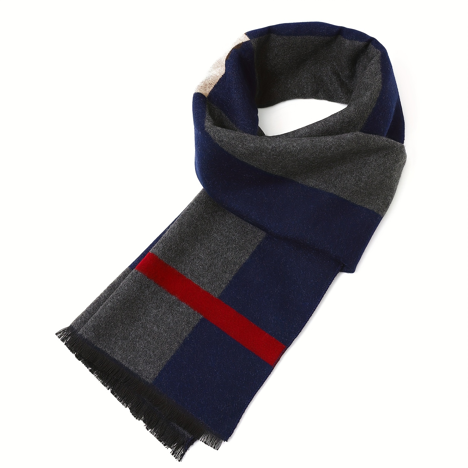 

Men's Luxury Faux Cashmere Scarf - Block, Windproof & Warm For Business And , " X 11.8