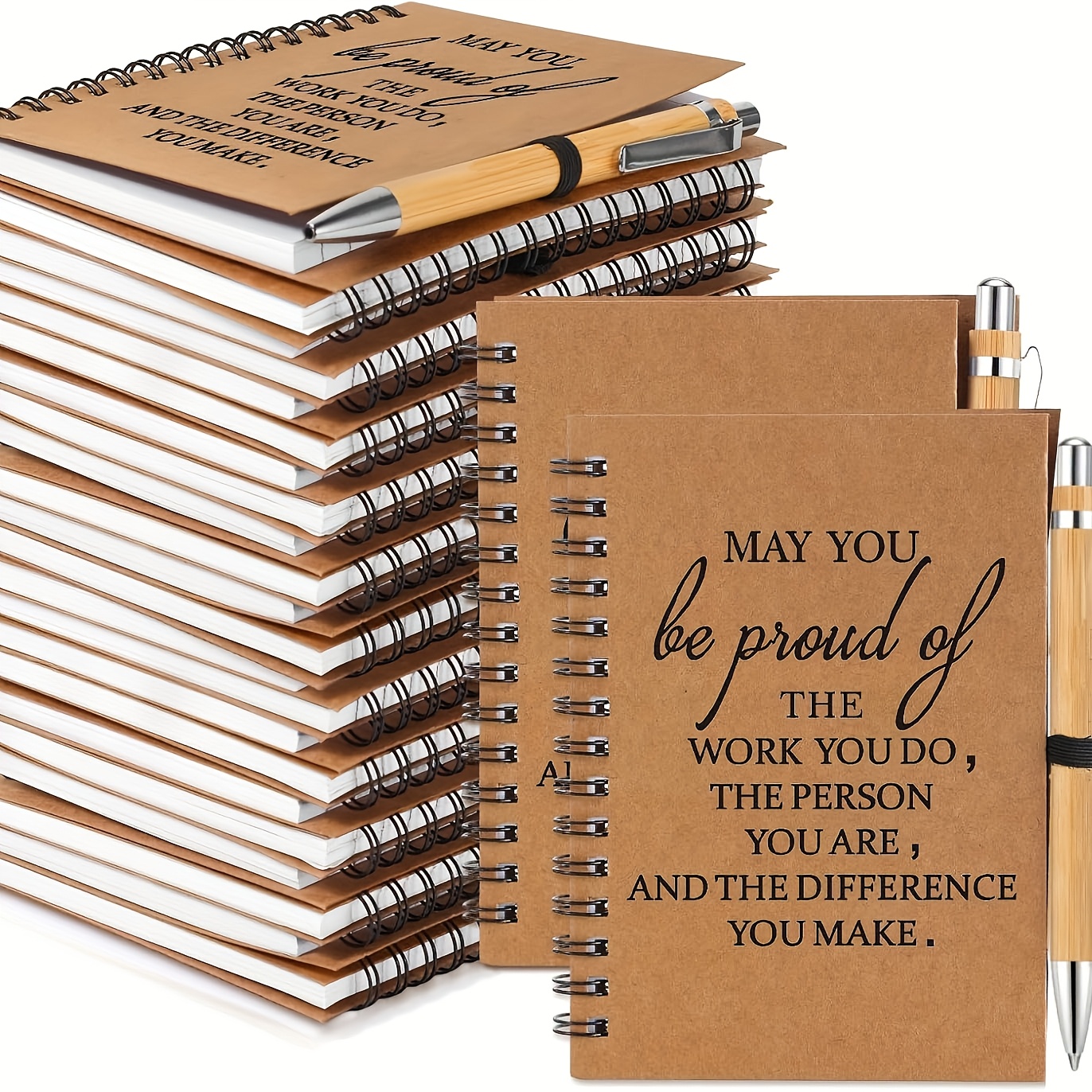 

10sets Employee Appreciation Gifts, Employee Appreciation Notebook With Ballpoint Pen Mini Spiral Inspiration Notebook Thank You Bulk Christmas Gift For Employee Coworker Teacher, Brown