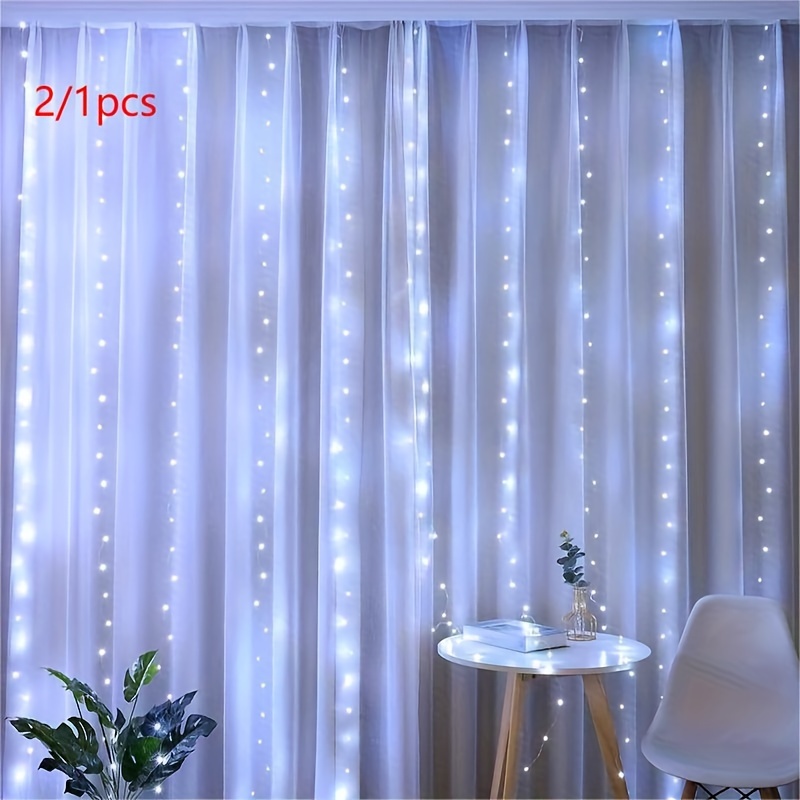 

2/1 Pcs Curtain String Fixtures 300 Led Curtain 8 3m/9.8ft * 3m/9.8ft Curtain String Suitable For , Christmas Weddings, Parties