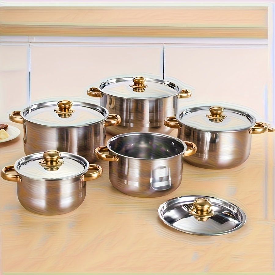 [10pcs Stainless Steel Cookware] Stainless Steel C...