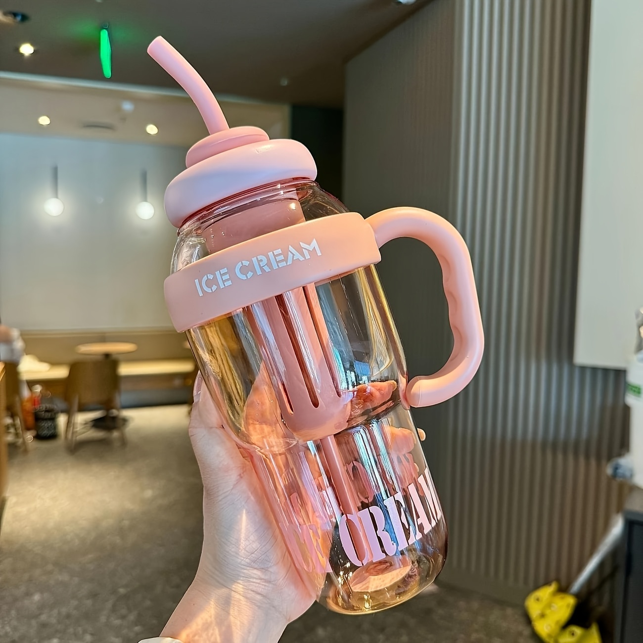 TEMU 1pc, 1200mls High-capacity Sports Water Bottle With Handle And Straw, Fashionable And Popular, Ppsu Plastic Tea Bottle, Suitable For Fitness And