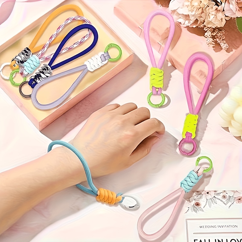 TEMU 100 piezas de nuevas bolsas coloridas para teléfono móvil con cordones de cremallera, muñequeras tejidas de nailon coloridas, accesorios para