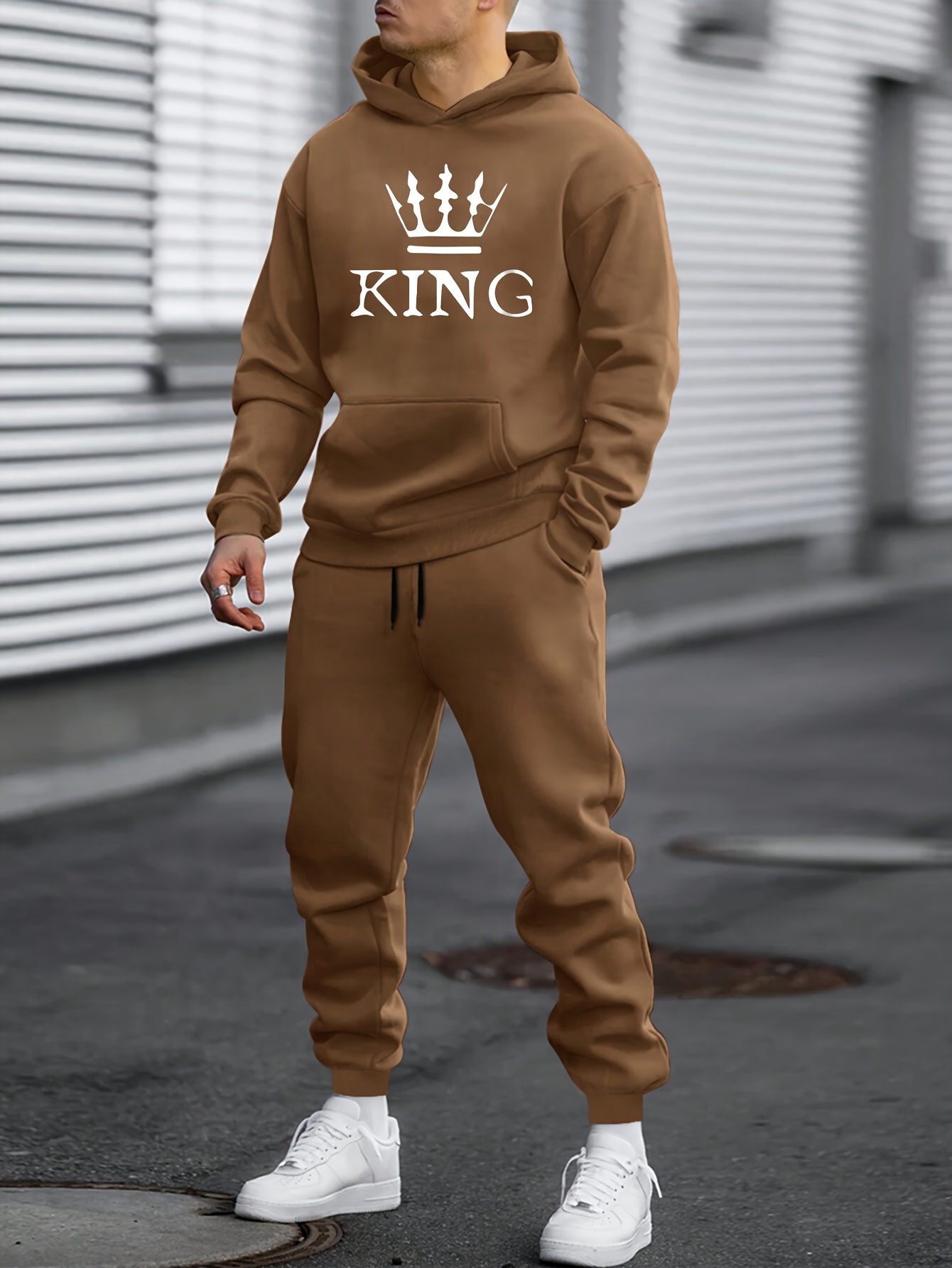 men's streetwear set: cool graphic print hoodie joggers Temu Bahrain