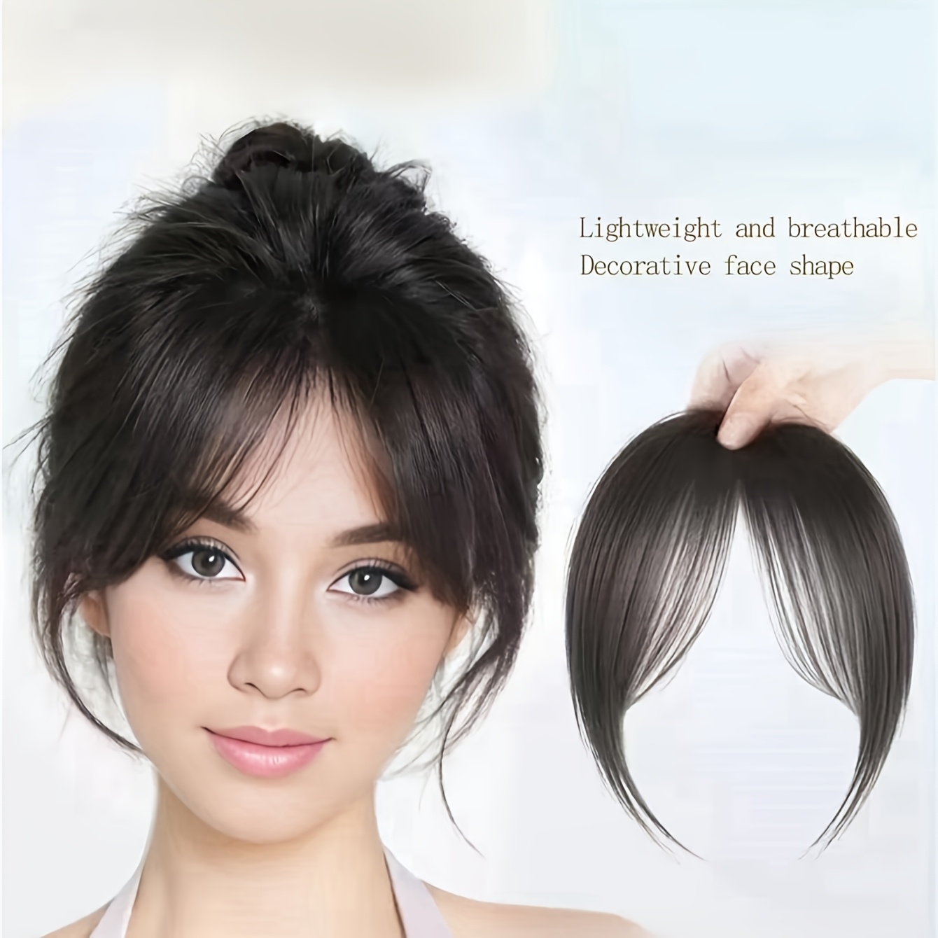 1pc womens elegant deep   light brown clip in bangs hairpiece synthetic bangs hair accessory with sideburns natural   bangs clip in hair decor suitable for   accessories wear details 1