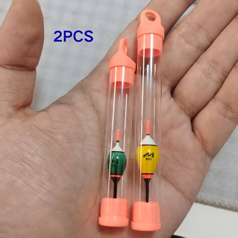 TEMU 2 Random Fishing Floats - Non-toxic Orange Tip And Shallow Water High Visibility Design For Rivers/ - Lightweight Compact Float, Suitable For