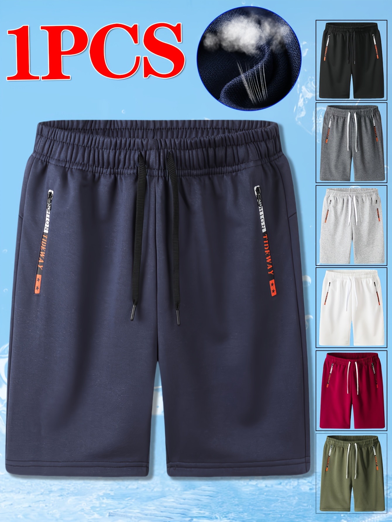 1pc Men's Breathable Knit Athletic Shorts with Elastic Waist & Zipper Pockets - Moisture-Wicking Workout Shorts for Running, Gym, Training, Beach - Multi-Color Options, Smooth Texture Fabric