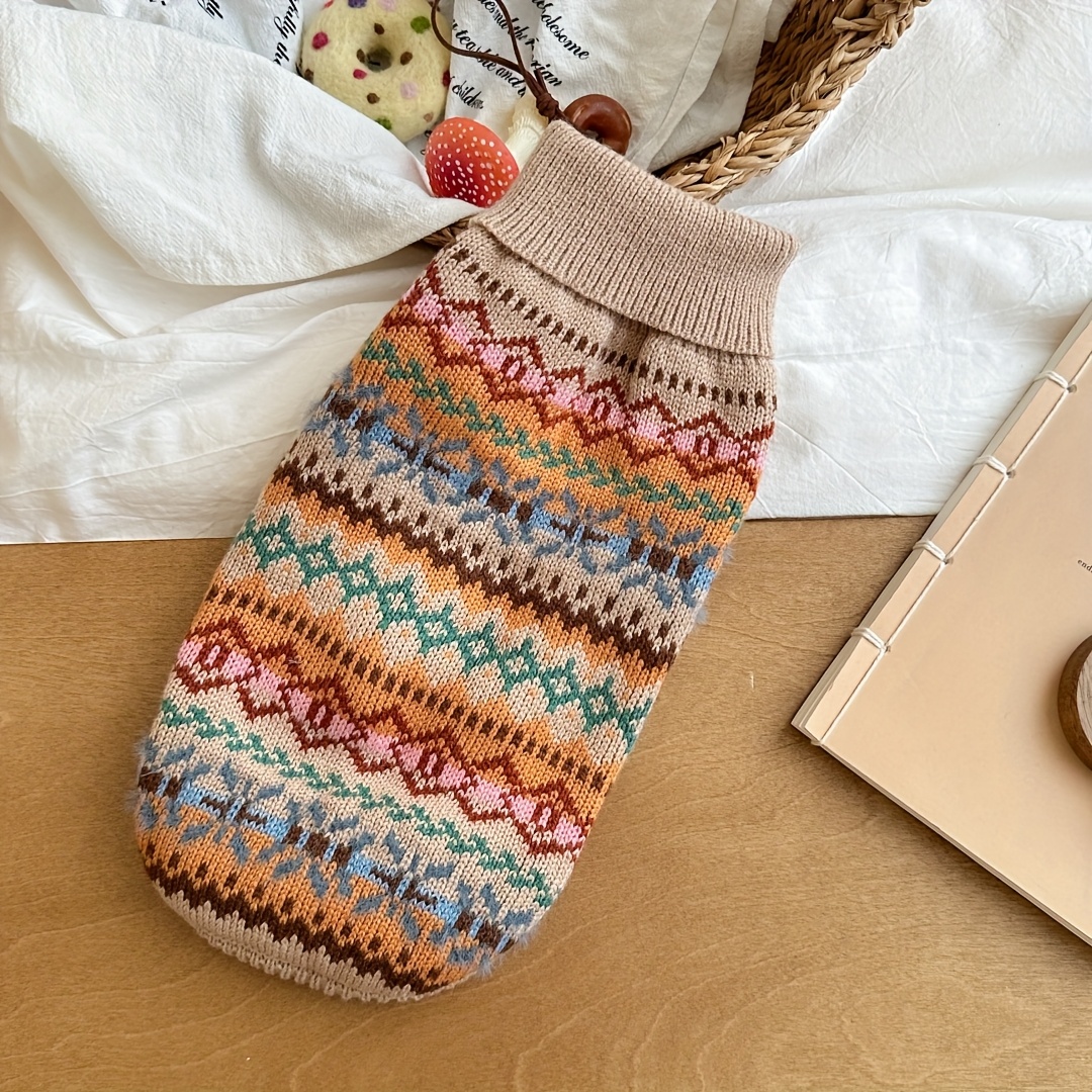 E-shop Ein Vintage-Streifenpullover in Beige-Khaki, ein neues Herbst/Winter-Haustierkleidungsstück für Katzen kleine Hunde, nordischer Stil Pullover
