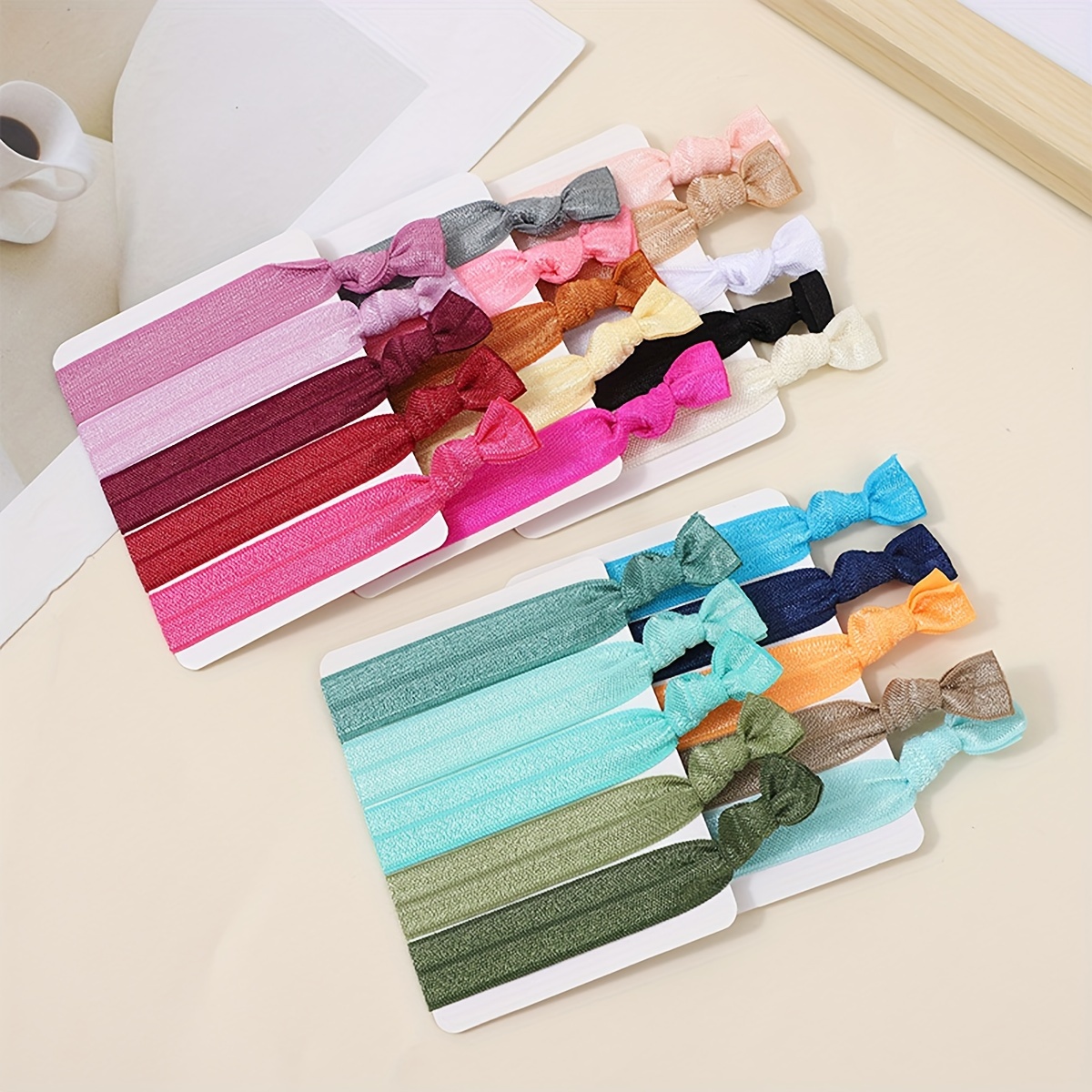 Image of 25pcs Colorful Solid Color Knotted Elastic Hair Ties Scrunchies Hair Bands Set, Minimalist Versatile Style For Daily Casual Wear