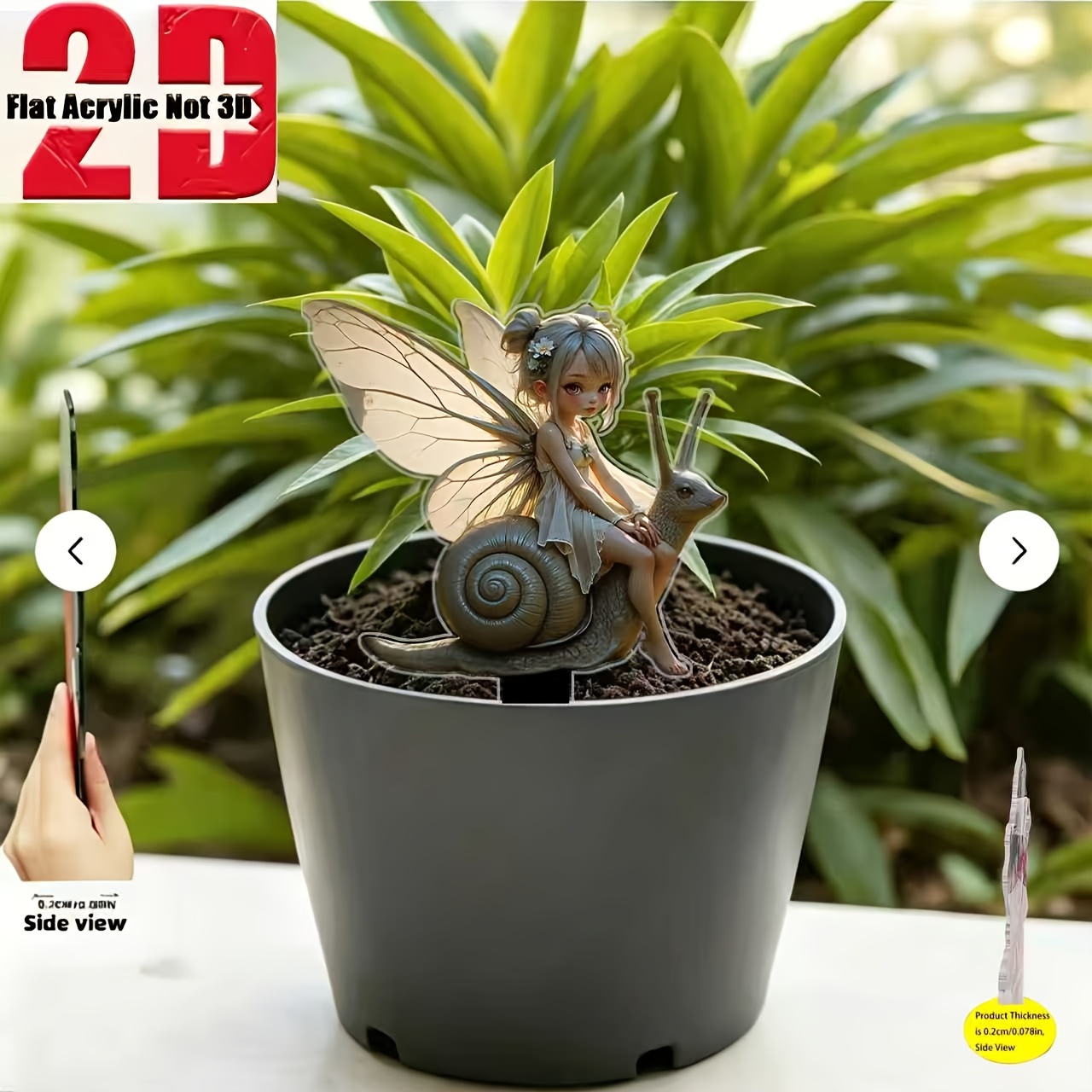 TEMU 2D Plat - 【2D Plat】 2D Plat - [2D Plat] 2D Plat - 1pc Décoration de cour en acrylique 2D Plat, pour pots de fleurs et jardin, représentant une
