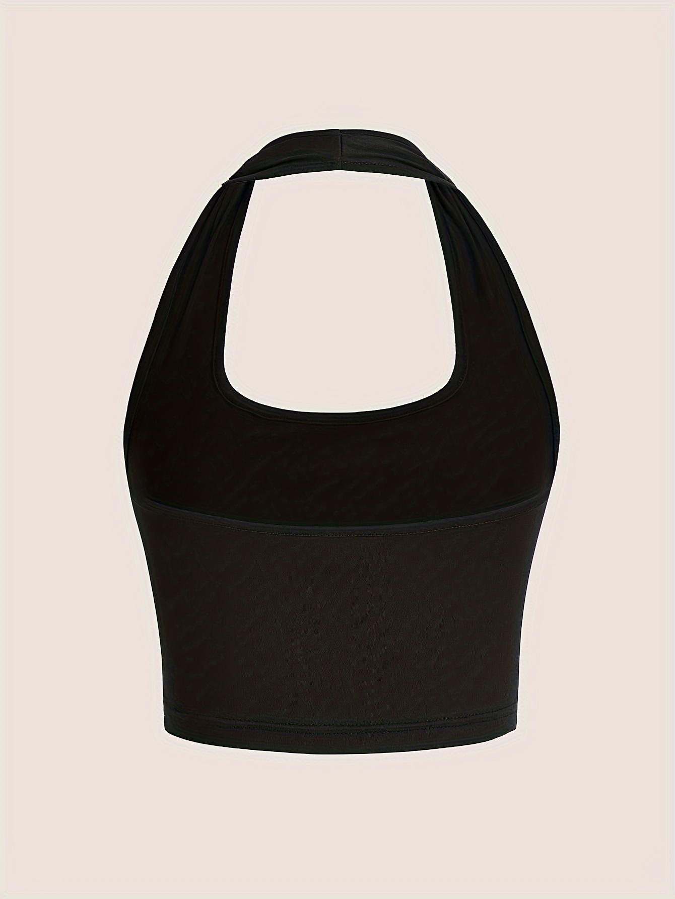 Women's White Halter Neck Sports Crop Top - Stretchy Breathable Backless Tank Top for Summer Workouts & Casual Wear, Machine Washable Sleeveless Shirt, Gym Apparel, Smooth Texture