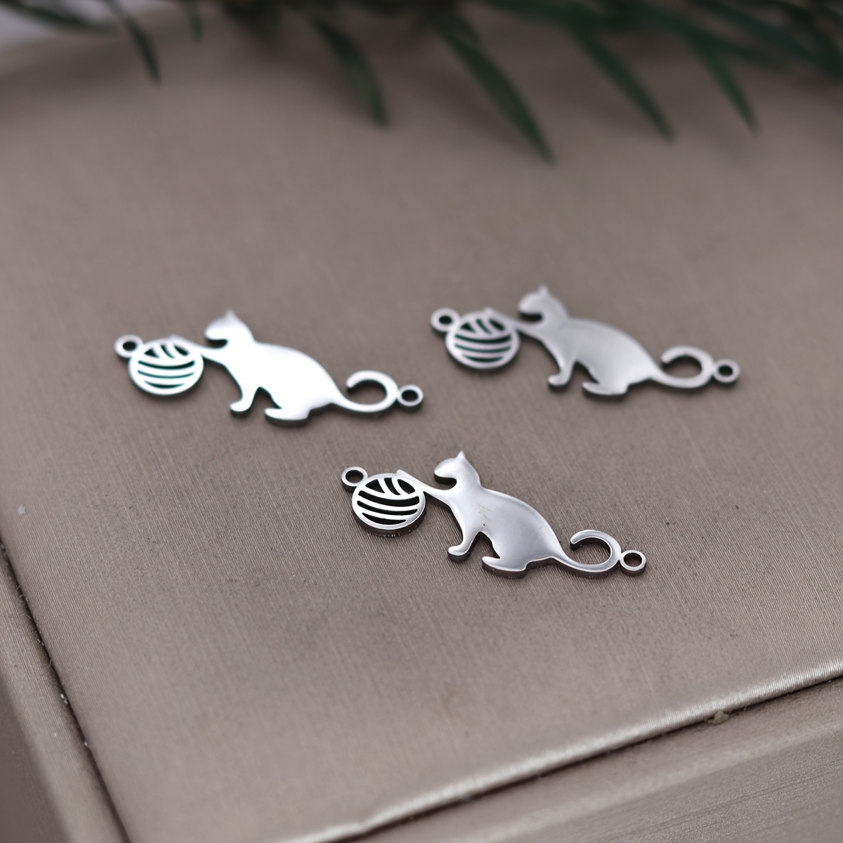 Image of 3pcs Lovely Cat Connector Charms For Jewelry Making Supplies Diy Stainless Steel Pendant Bracelet Earrings Wholesale