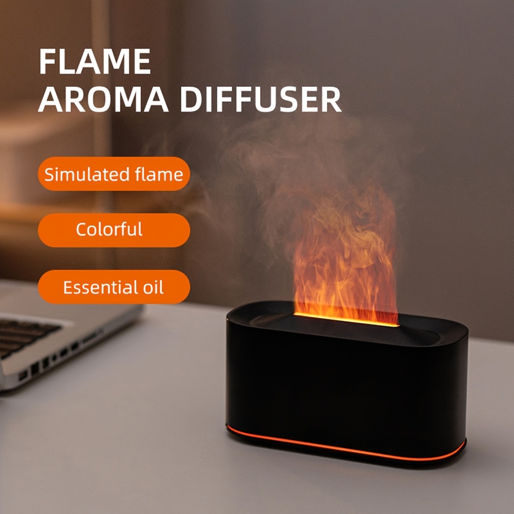 Difuzor de Arome, Uleiuri Esențiale Aromaterapie Șemineu Flacără Tehnologie Undă Sonoră Umidificator cu Ceată Rece, 220ml cu Oprire Automată pentru Casă și Cameră