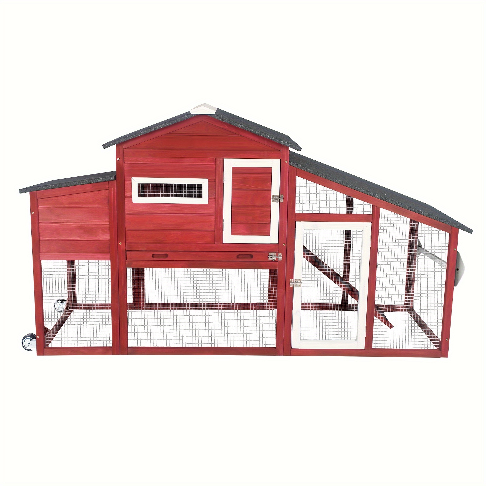 

Gowoodhut Red Wooden Chicken Coop With Run - Large Nesting Box, Uv-proof Asphalt Roof, Outdoor Poultry Cage For Backyard, Chicken Coop Accessories