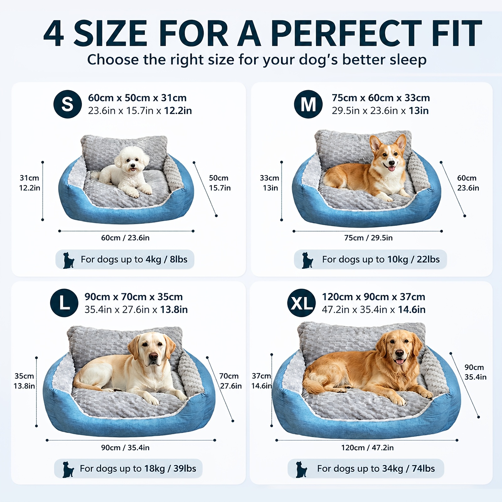 TEMU Orthopedic Memory Foam Dog Bed Suitable For Medium Large And Senior Dogs, Chew-resistant Pet Mattress With Egg Crate, High-density Orthopedic