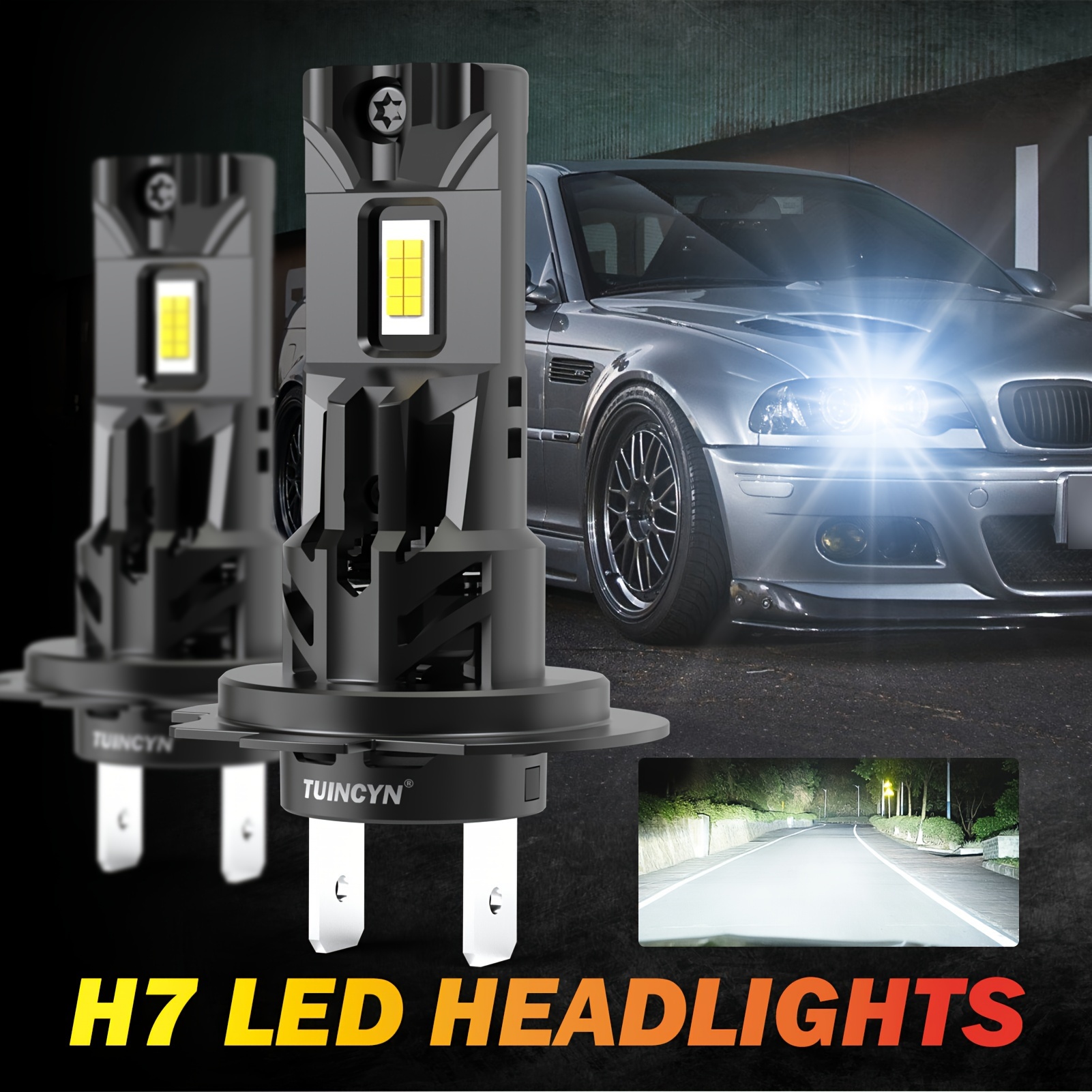 Mini phares LED H7, ampoule Anti-erreur Canbus 60W, sans fil pour phare de  voiture H18 18000lm, blanc Super lumineux, Turbo Diode, 2 pièces