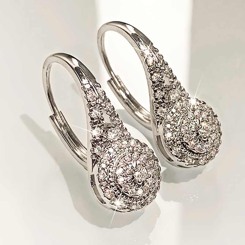 Sparkling CZ Hoop Earrings Women