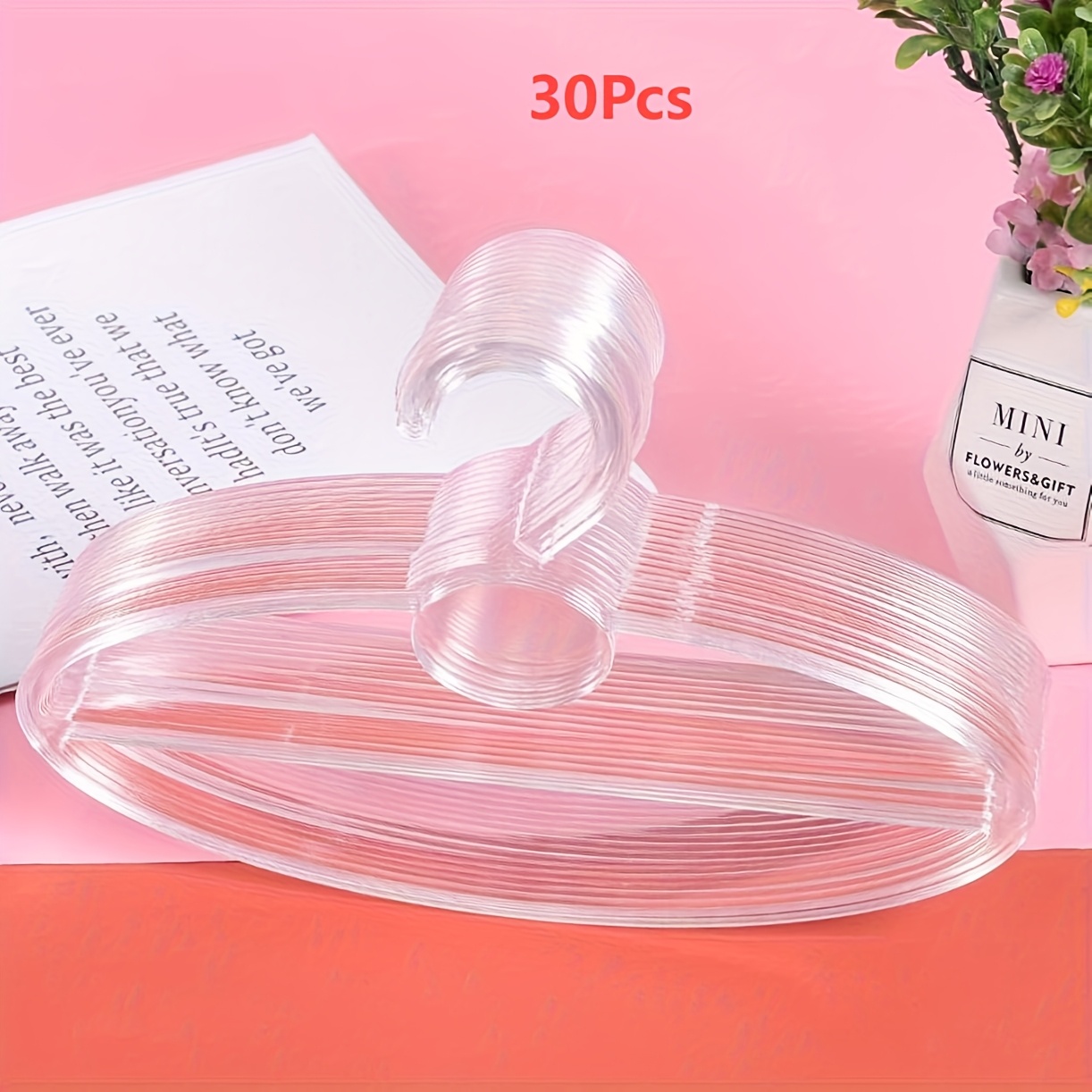 Scarf Holder Hanger Closet Space Clothes Display Slots Holder Plastic Circle Scarf Belt Tie Hanger Racks, Transparent, 30-pack, Clear