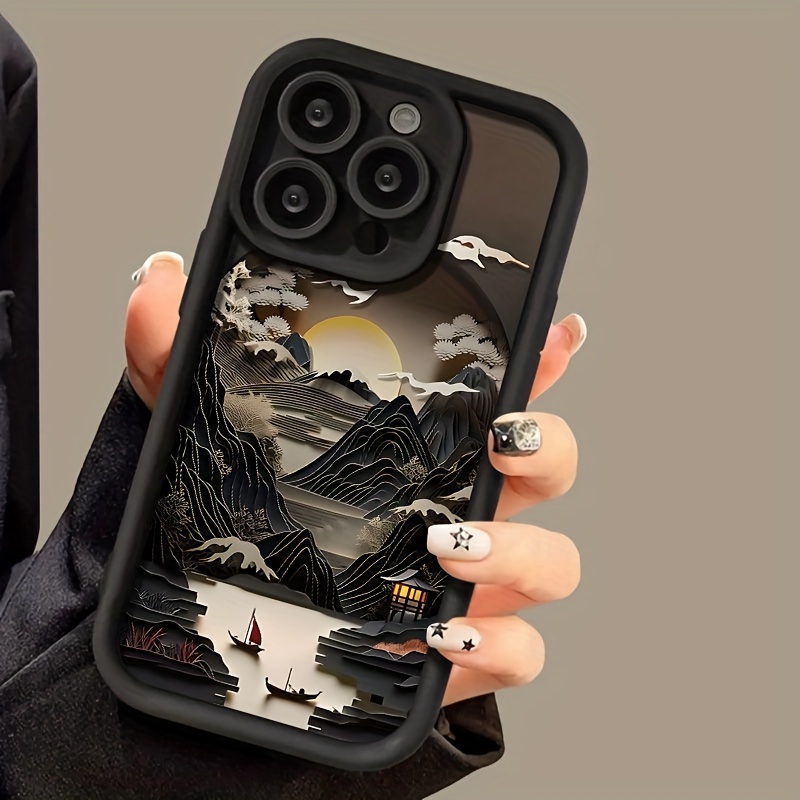 

Painting Black Tpu Full Cover Anti-fall Protection Mobile Phone Case, Suitable For Apple /15/14/13/12/11/xr/pro/plus/pro Max Protective Case