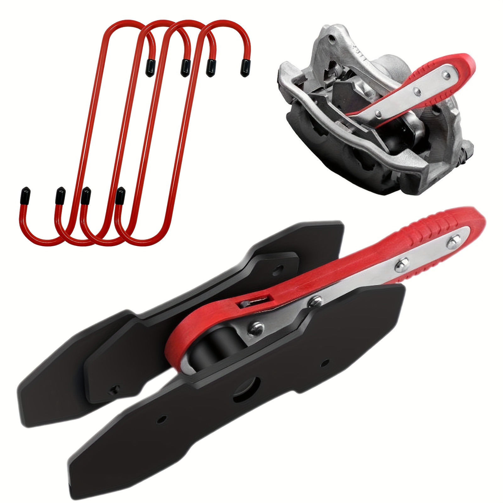 TEMU Brake Caliper Press Tool And 4pcs Hangers Swing Ratchet Expander Wrench Car Wheel Piston Spreader For Single Twin Sextuplet Piston Disc Brake Caliper