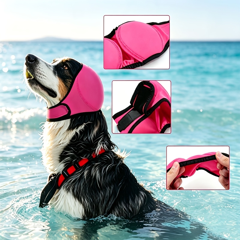 new style earmuffs for pet swimming cold proof adjustable and soft head cover noise reducing ear protection hood for pets Product details 2