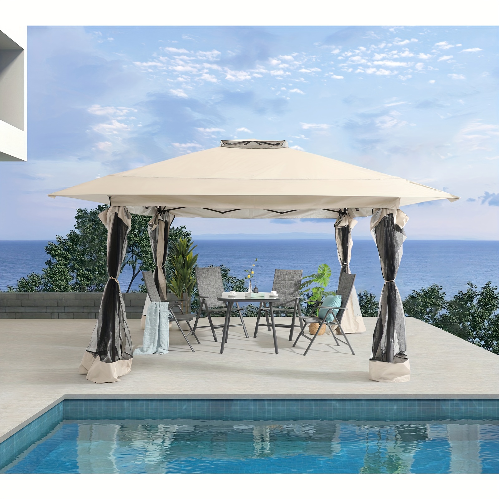 13x13 ft outdoor garden gazebo canopy removable mosquito Temu