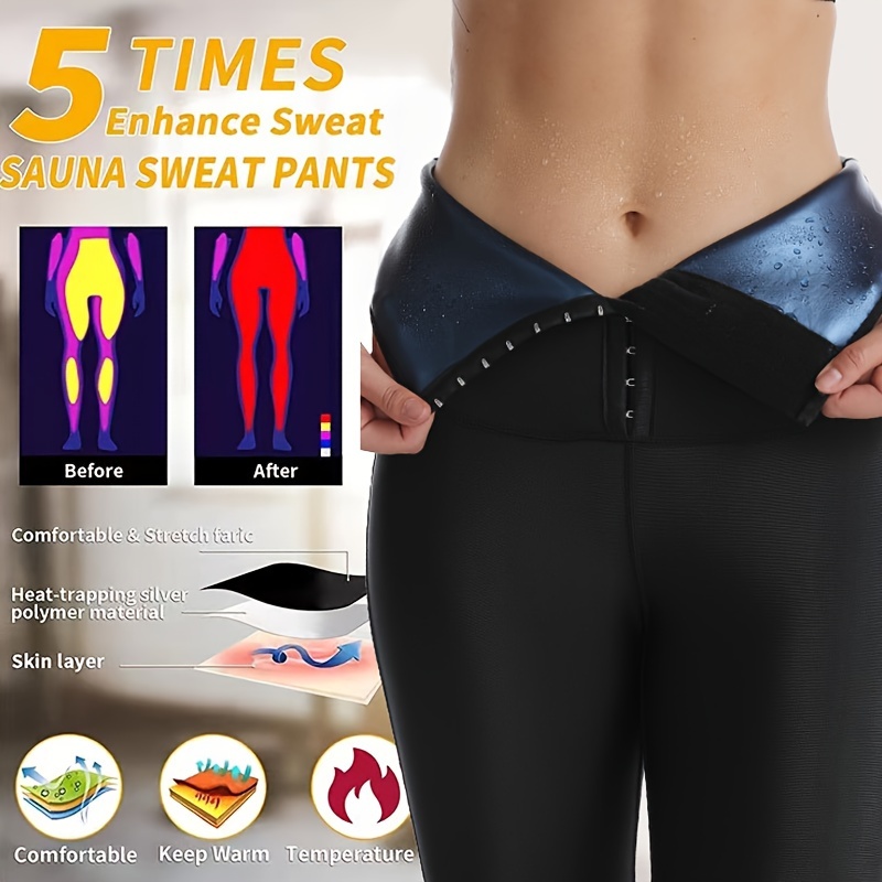 Plus Size Women Neoprene Abdomen Control Sauna Pants High Waist Skinny  Sweating Fat Burning Shaping Leggings