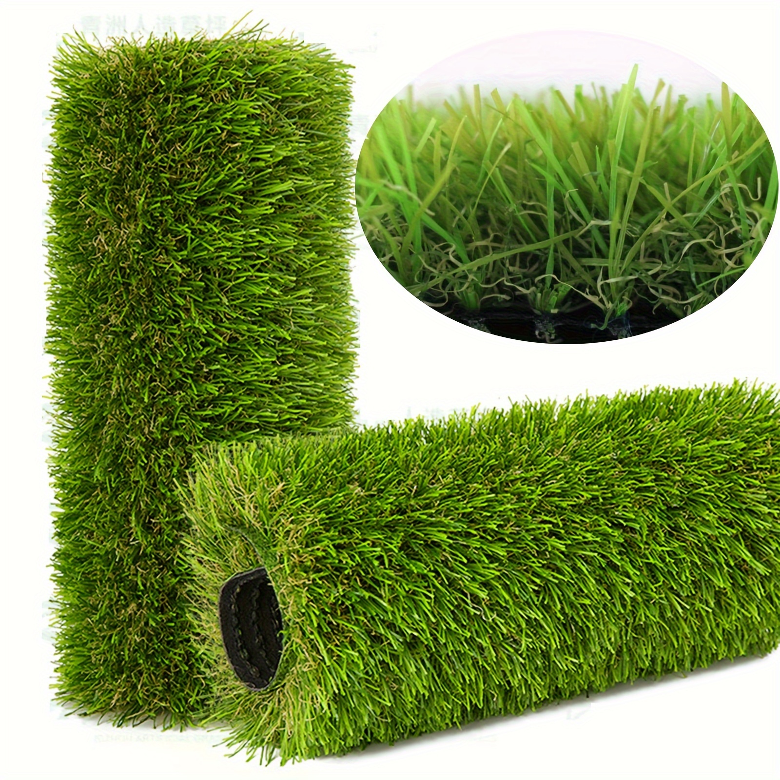 

Artificial Grass Rug 1.38 Inch Outdoor Indoor Fake Grass Carpet Green Synthetic Grass Turf Realistic Faux Grass Rug With Drain Holes For Lawn Landscape Balcony Home Decor